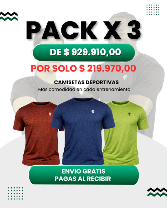 PACK DE 3 CAMISETAS DEPORTIVAS